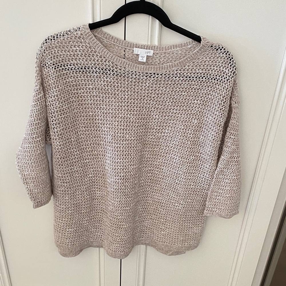 J.Jill Linen/cotton blend Mesh Top with elbow sleeve in size M
